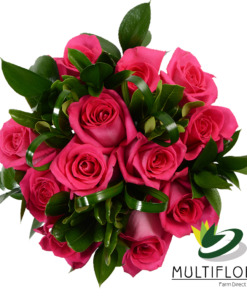 Dozen Roses  Dark Pink + Greens