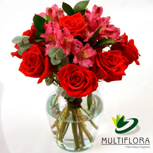 Seven red Roses & Alstroemerias | Multiflora